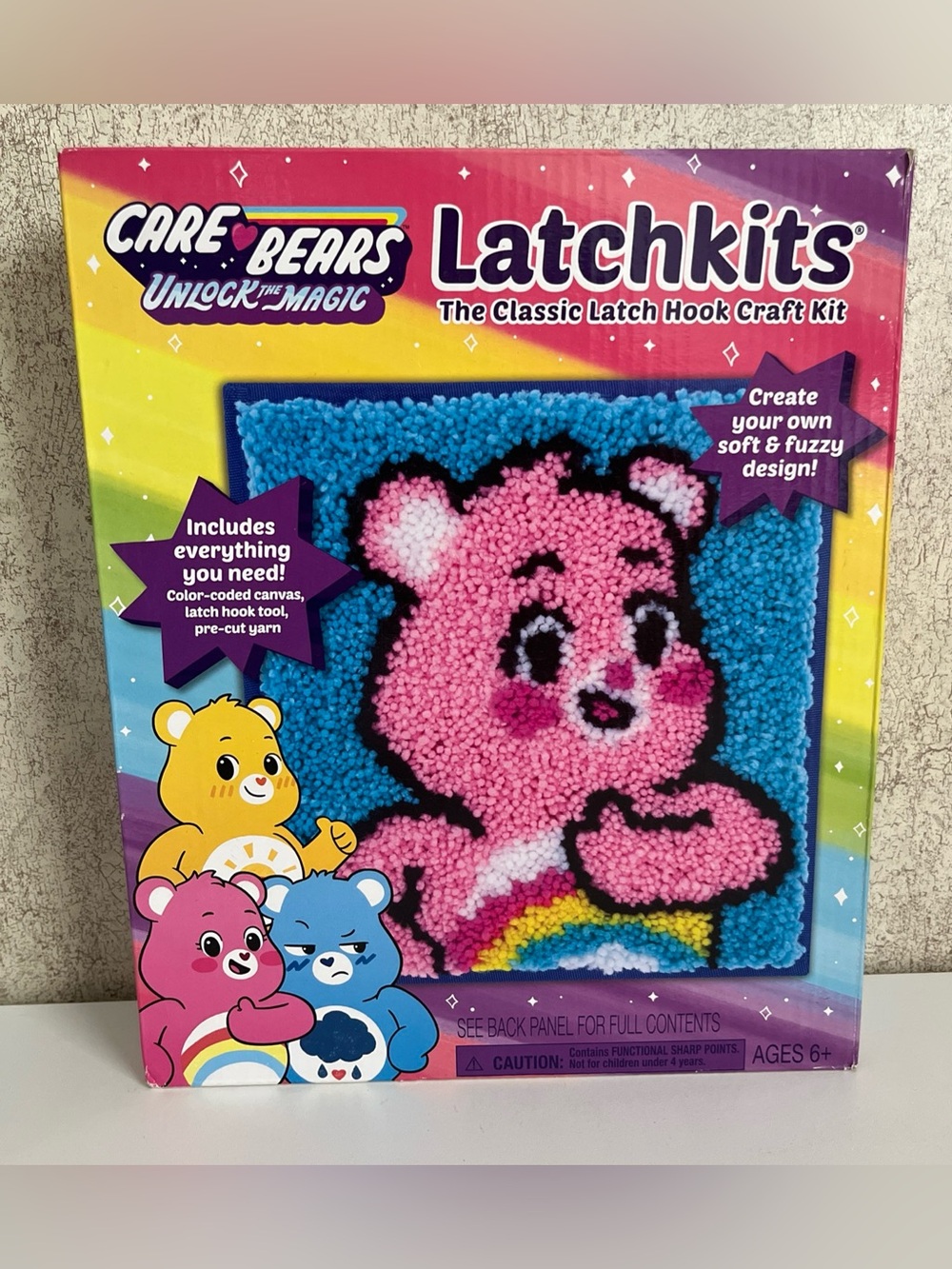 Care Bear Latchkit Classic Latch Hook Craft Kit Pink Cheer Bear New Kids Craft